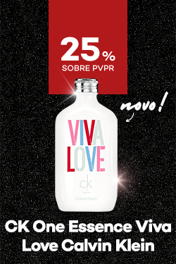 Novo perfume Viva Love da marca Calvin Klein com destaque promocional de25% sobre preço de Venda ao Público Recomendado